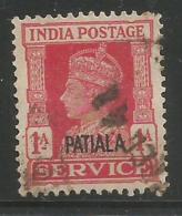 Patiala Princely State, India,Patiala Ovpt. KG VI 1 A Service, Used, As Scan - Patiala