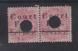 India  QV  8A  Pair SERVICE  Postage & Rvenue  Overprinted  COURT FEE # 90251 Inde Indien India  Fiscaux  Revenue - Other & Unclassified
