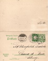 Allemagne Bavière Entier Postal Double Pour La Suisse1907 - Andere & Zonder Classificatie
