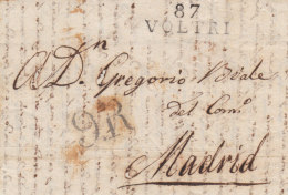 France Italie 1819 Entier 87 VOLTRI Dépt Conquis Genes Pour Madrid Espagne, Taxe "9.R" 9 Reales (o99) - 1792-1815: Veroverde Departementen