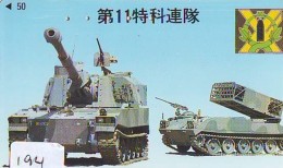 Télécarte JAPON * WAR TANK (194) MILITAIRY LEGER ARMEE PANZER Char De Guerre * KRIEG * JAPAN Phonecard Army - Armée