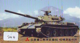 Télécarte JAPON * WAR TANK (206) MILITAIRY LEGER ARMEE PANZER Char De Guerre * KRIEG * JAPAN Phonecard Army - Armada