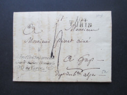 Italien / Frankreich Vorphila 1807 L2 Stempel 104 Turin. Justice Criminelle. Interessanter Beleg!! - 1. ...-1850 Vorphilatelie