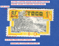 VARIÉTÉS RF POSTES TOGO 1 C LE COCOTIER NEUF * GOMME DOS CHARNIÈRE - Nuovi