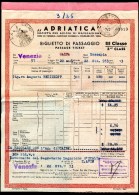 ADRIATICA, Biglietto Di Passagio, Venezia - Caifa - Messapia,22.10.1953, III Classe - Europe