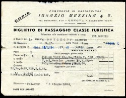 Compagnia Di Navigazione, Genova - Haifa (Israel), Ignazo Messina & C.,Classe Turistica,3.6.1954, Bretkopf - Europe
