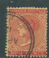 Jamaïque N° 46 O  Type Victoria : 4 P. Rouge-brun Oblitération Moyenne Sinon TB - Jamaica (...-1961)