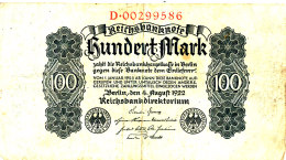 ALLEMAGNE   100 MARK 1922. - 100 Mark