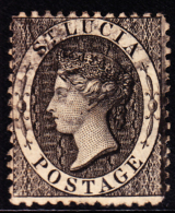 St. Lucia 1864 1p Victoria Black Used. Scott 7. - Ste Lucie (...-1978)