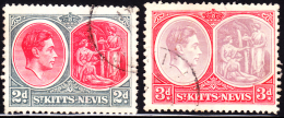 St. Kitts KG6 2d,3d Perf 13 X 11-1/2. Scott 82a,84a. Used. - St.Christopher-Nevis-Anguilla (...-1980)