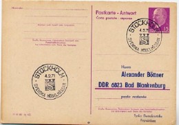 MÖBELMÄSSAN STOCKHOLM 1971 On East German Reply Postal Card P74A Private Print #1 - Otros & Sin Clasificación