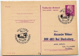 UTSTÄLLNINGEN VÄSTERÅS 1971 On East German Reply Postal Card P74A Private Print #1 - Other & Unclassified