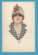 CPA 308-3 Portrait Jeune Femme Chapeau Cerises Illustrateur Italien NANNI Italie - Nanni