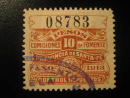 1913 Provincia De SANTA FE Comisiones De Fomento Control Impuestos Revenue Fiscal Tax Postage Due Official Argentina - Oficiales