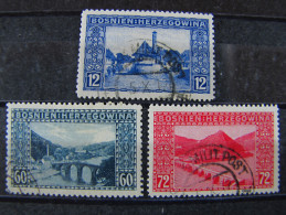 AUSTRIA BOSNIA -1912- "Vistas" Cpl. 3 Val. US° (descrizione) - Oriente Austriaco