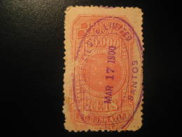 1900 SANTOS 50.000 Reis Thesouro Federal Revenue Fiscal Tax Postage Due Official Brazil Brasil - Portomarken