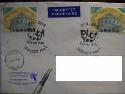 Poland Rivier Boat From Gwda To Pila, 500 Years Of City Of Pila, Pictorial Postmark, Blue Inkstamp As Evidence - Covers & Documents