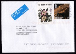 UK: Airmail Cover To Netherlands, 2016, 2 Stamps, Landscape Wheal Coates, Flower (minor Damage) - Briefe U. Dokumente