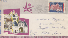 Enveloppe  FDC  1er  Jour   BELGIQUE     Exposition  Universelle  BRUXELLES   1958 - 1958 – Brussels (Belgium)