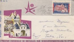 Enveloppe  FDC  1er  Jour   BELGIQUE     Exposition  Universelle  BRUXELLES   1958 - 1958 – Brussel (België)