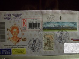 Slovakia Reg. R Letter From Handlova With Special Postmarks Of Queen Elizabeth II To The Netherlands - Storia Postale