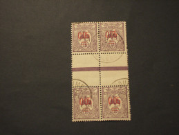 NOUVELLE CALEDONIE - 1922 UCCELLO Sopr.0,05, In Quartina(block Of Four), Con Interspazio Di Gruppo - TIMBRATO/USED - Used Stamps
