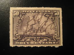1898 DOCUMENTARY 50 Cent Battleship Battleships Ship Militar Revenue Fiscal Tax Postage Due Official USA - Revenues