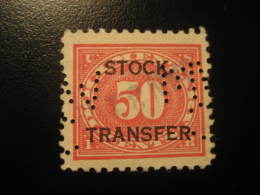 STOCK TRANSFER DOCUMENTARY 50 Cents Revenue Fiscal Tax Postage Due Official USA - Fiscaux