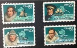 1988 USA Antarctic Explorer Stamps Sc#2386-89 Famous Map Ship Plane - Antarctische Expedities
