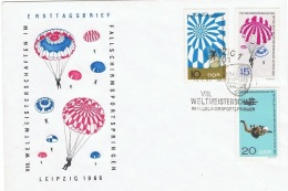 PARA-L3 - ALLEMAGNE ORIENTALE FDC Championnat Du Monde De Parachutisme 1966 - Parachutting