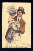 Carte Postale Art Nouveau Deco Illustree Par BOMPARD: Femme, Couple, Chapeau (108682) - Bompard, S.