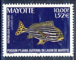 Mayotte 2001 N. 103 F. 10 Pesce Pigiama MNH Catalogo € 5,40 - Sonstige & Ohne Zuordnung