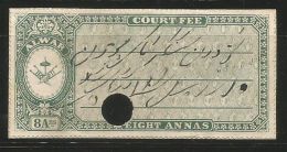 ALWAR State 8 Annas Court Fee Revenue  India Indien Fiscaux Inde, Light Green - Alwar