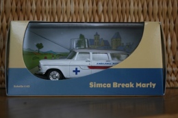 Modèle Réduit Métal + Fiche Technique - SIMCA BREAK MARLY - Eligor - 1/43 - Ambulance Municipale - Eligor