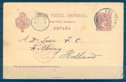 ENTEROS POSTALES , E.P. Nº 31, CANARIAS, CIRCULADO ENTRE LAS PALMAS Y TILBURG , PAQUEBOT LIVERPOOL , LLEGADA - 1850-1931