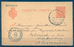 1905 , ENTEROS POSTALES , E.P. Nº 45, GERONA , CIRCULADO ENTRE SAN FELIU DE GUIXOLS Y BIBERACH , LLEGADA - 1850-1931