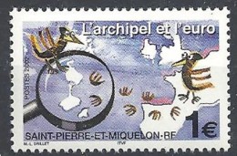 2002 Saint Pierre Et Miquelon N° 773  Nf** . L'archipel Et L'euro . - Unused Stamps