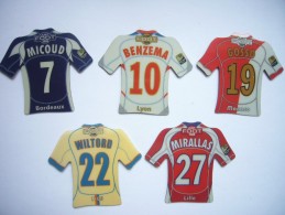 Lot De 5 Magnets Sport Coupe Football - Just Foot 2008 2009 Benzema Micaoud Gosso Wiltord Mirallas - Sports