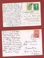2 Postkaarten 1935 & 1937  Lietuva  - Belgien - Lituania