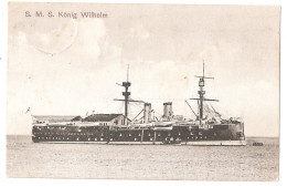 Cpa Bateau Guerre Allemand Sms Konig Wilhelm 1909 - 2scans - Warships