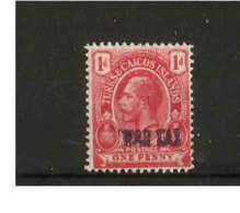 TURKS And CAICOS ISLANDS 1917 1d WAR TAX  SG 140a OVERPRINT DOUBLE MOUNTED MINT  Cat £180 - Turks And Caicos