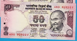 INDIA 50 Rupees 2010  Serie 4BQ  Letter R  P# 97l  "Mahatma" Gandhi   Parliament House, New Delhi - India