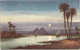 Midnight Scene Near The Pyramids Of Giza - Gizeh
