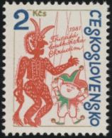 Czechoslovakia / Stamps (1981) 2497: 30th Years Puppet Chrudim (Punch Puppet And The Devil); Painter: Kornelie Nemeckova - Puppets