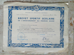 BREVET SPORTIF SCOLAIRE Ministère De L'éducation Nationale 1963 Dannemarie HAUT RHIN - MOSER - Diplômes & Bulletins Scolaires