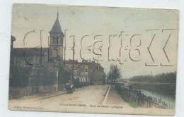 L'ile-Saint-Denis (93) : Perspective Du Quai De Seine Prise Au Niveau De L'église En 1906 (animé) PF. - L'Ile Saint Denis