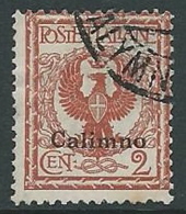 1912 EGEO CALINO USATO AQUILA 2 CENT - U26-7 - Aegean (Calino)