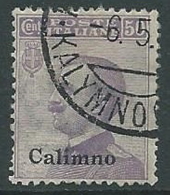 1912 EGEO CALINO USATO EFFIGIE 50 CENT - U26-7 - Aegean (Calino)