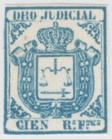 DER-27. CUBA SPAIN ESPAÑA. REVENUE DERECHO JUDICIAL. 1856. 100r BLUE UNUSED NO GUM. - Strafport