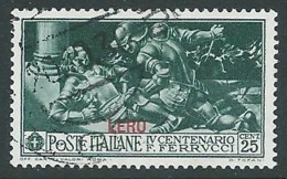 1930 EGEO LERO USATO FERRUCCI 25 CENT - U26-10 - Egeo (Lero)